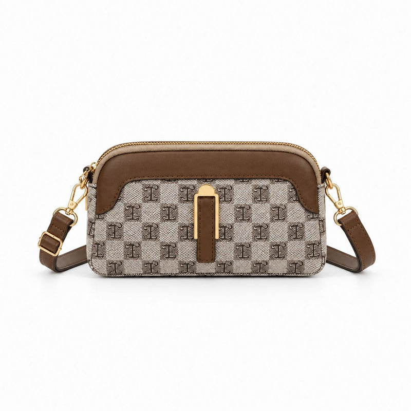 Women's Mini Camera Crossbody Bag with Gold Ring Detail