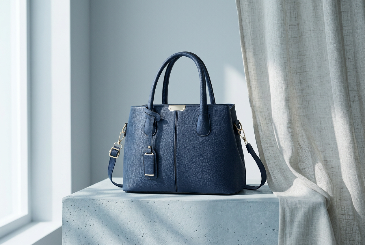 Midnight Cobalt — PEVELL structured leather handbag in Blue