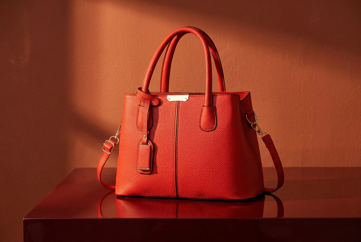 Scarlet Statement — PEVELL structured leather handbag in Bright Red