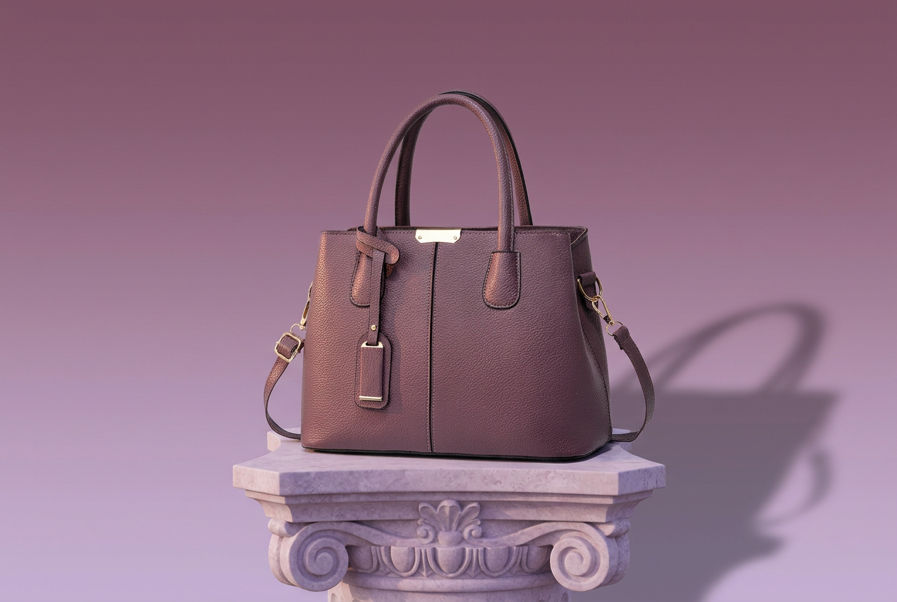 Amethyst Dusk — PEVELL structured leather handbag in Purple
