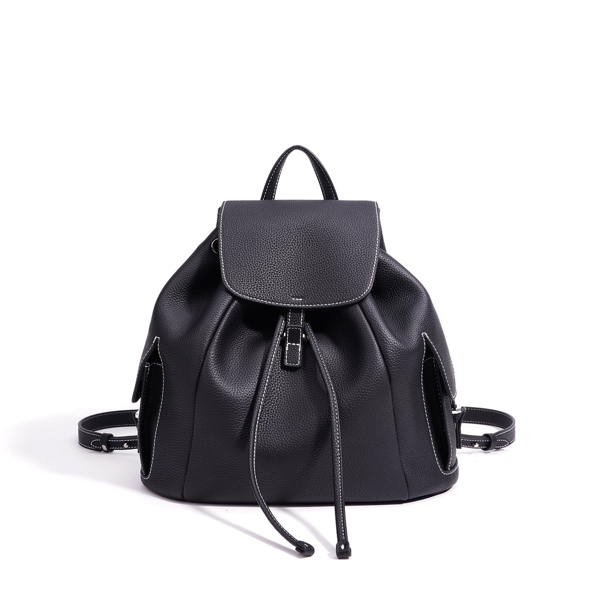 Women's Leather Drawstring Flap Backpack by Pevell, view 5