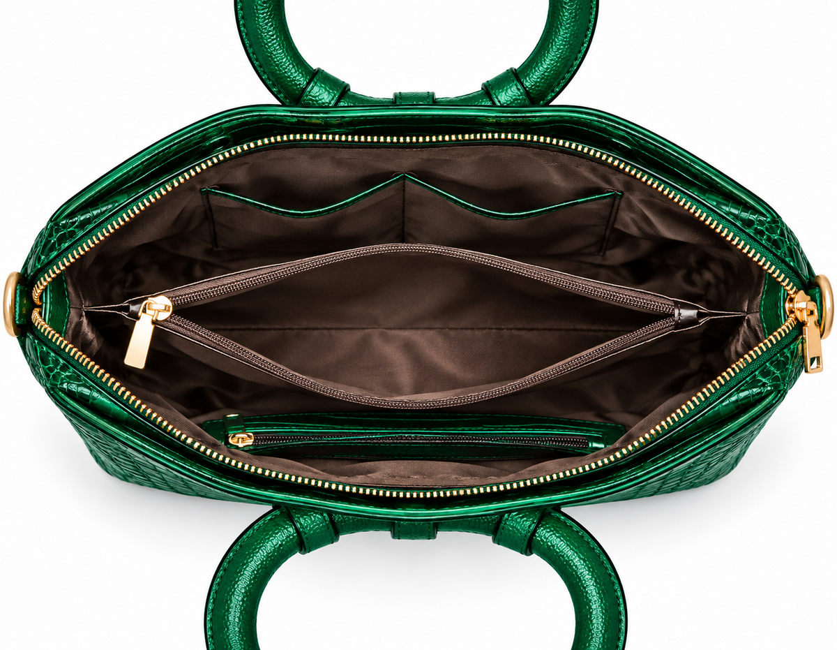 PEVELL handbag — Green open interior