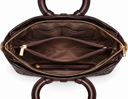 PEVELL handbag — Dark Brown open interior
