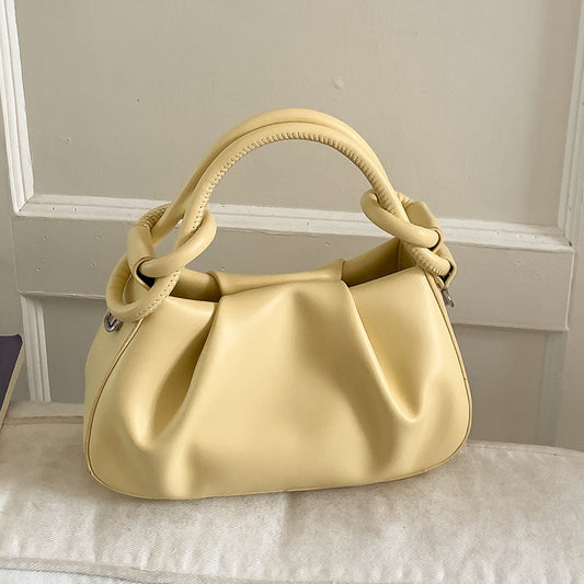 Pevell Pleated Shoulder Bag in soft vegan leather, view 1