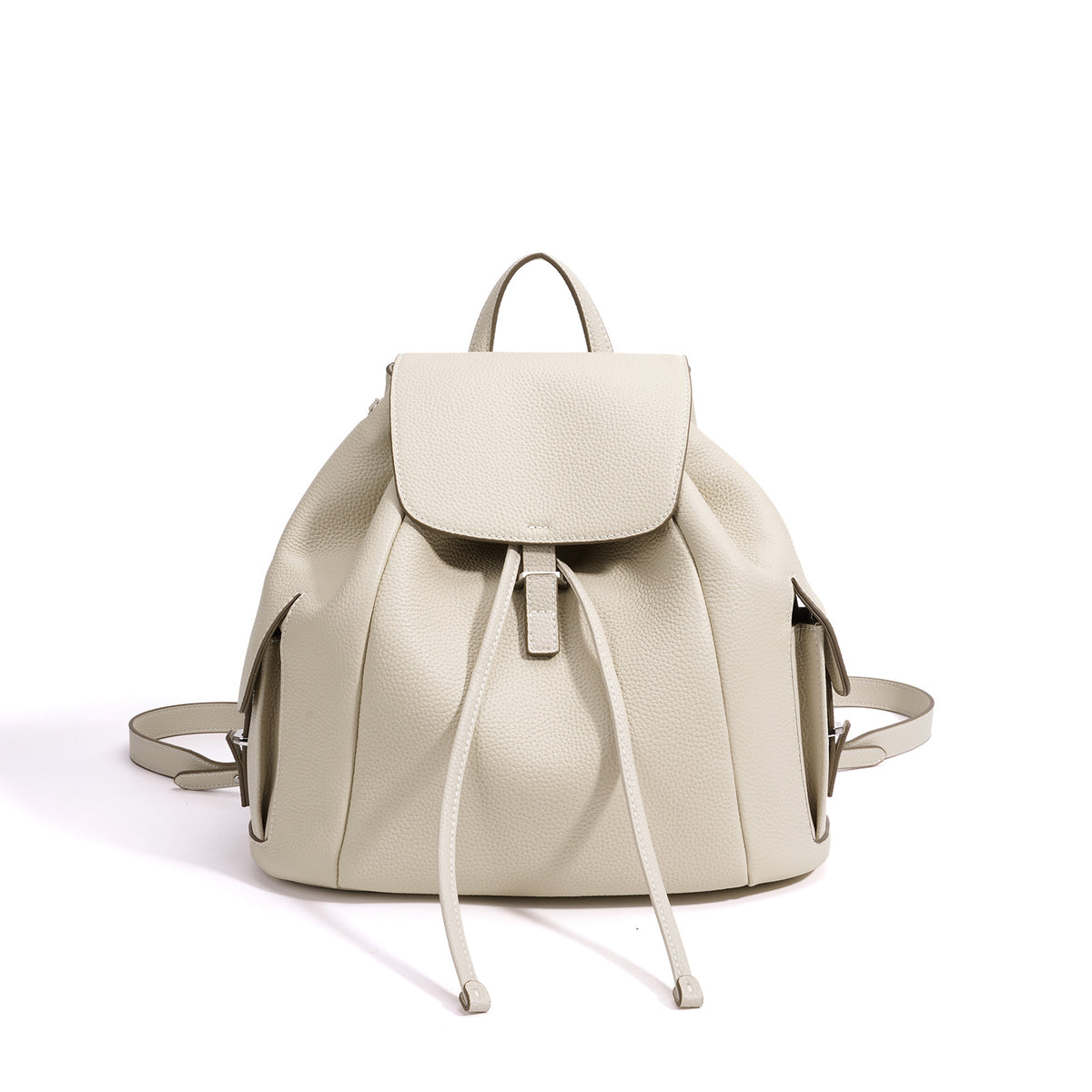 Women's Leather Drawstring Flap Backpack by Pevell, view 4
