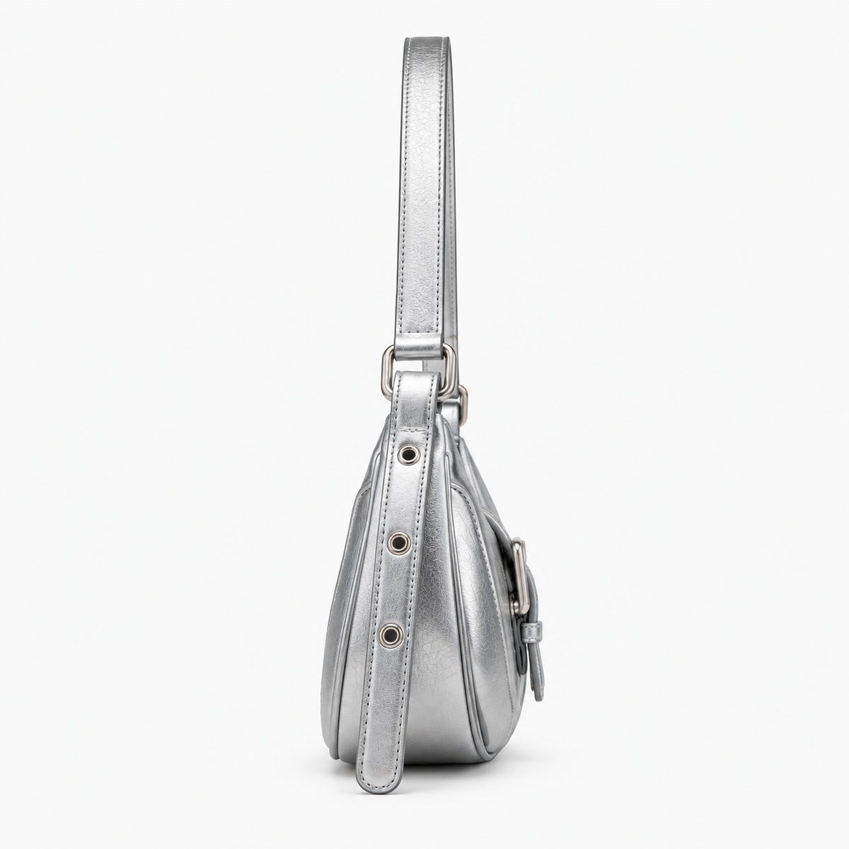Women's Retro Faux Leather Underarm Bag in Silver, view 2