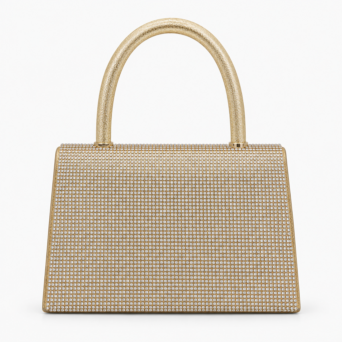 Gold rhinestone mini evening bag, back view
