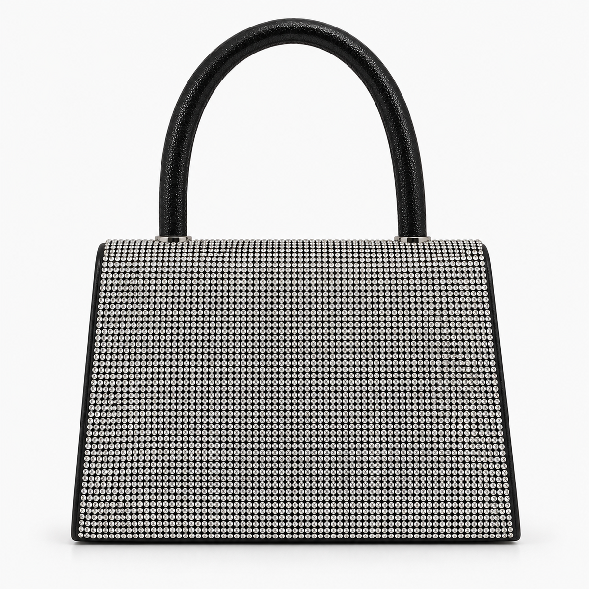 Black rhinestone mini evening bag, back view