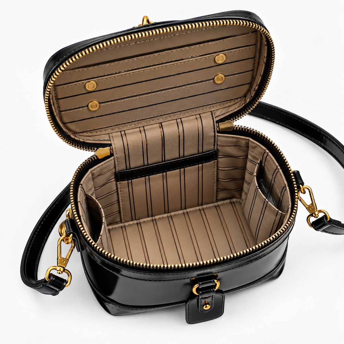 Women's Retro Faux Leather Messenger Bag in Black, view 2