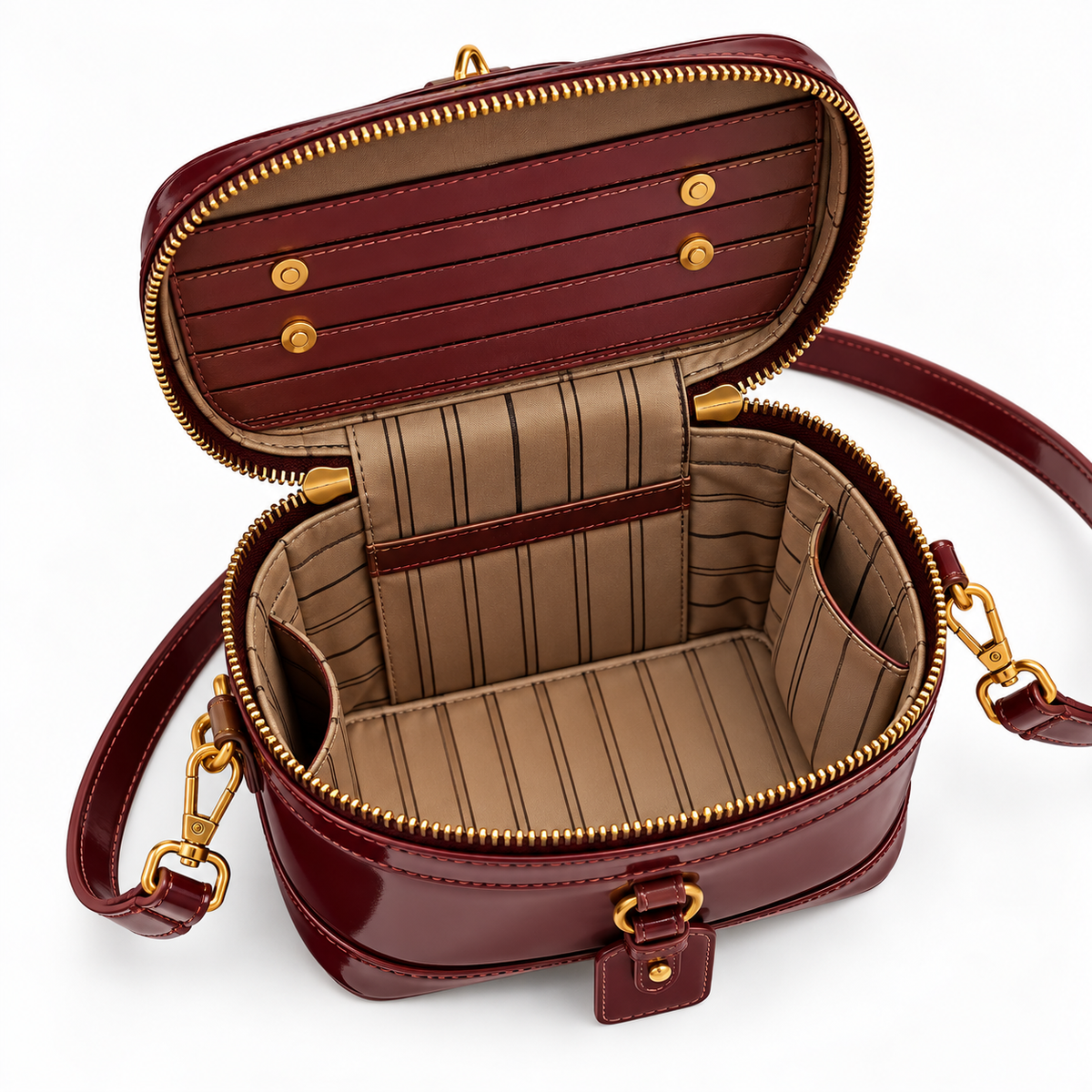 Women's Retro Faux Leather Messenger Bag in Red, view 2