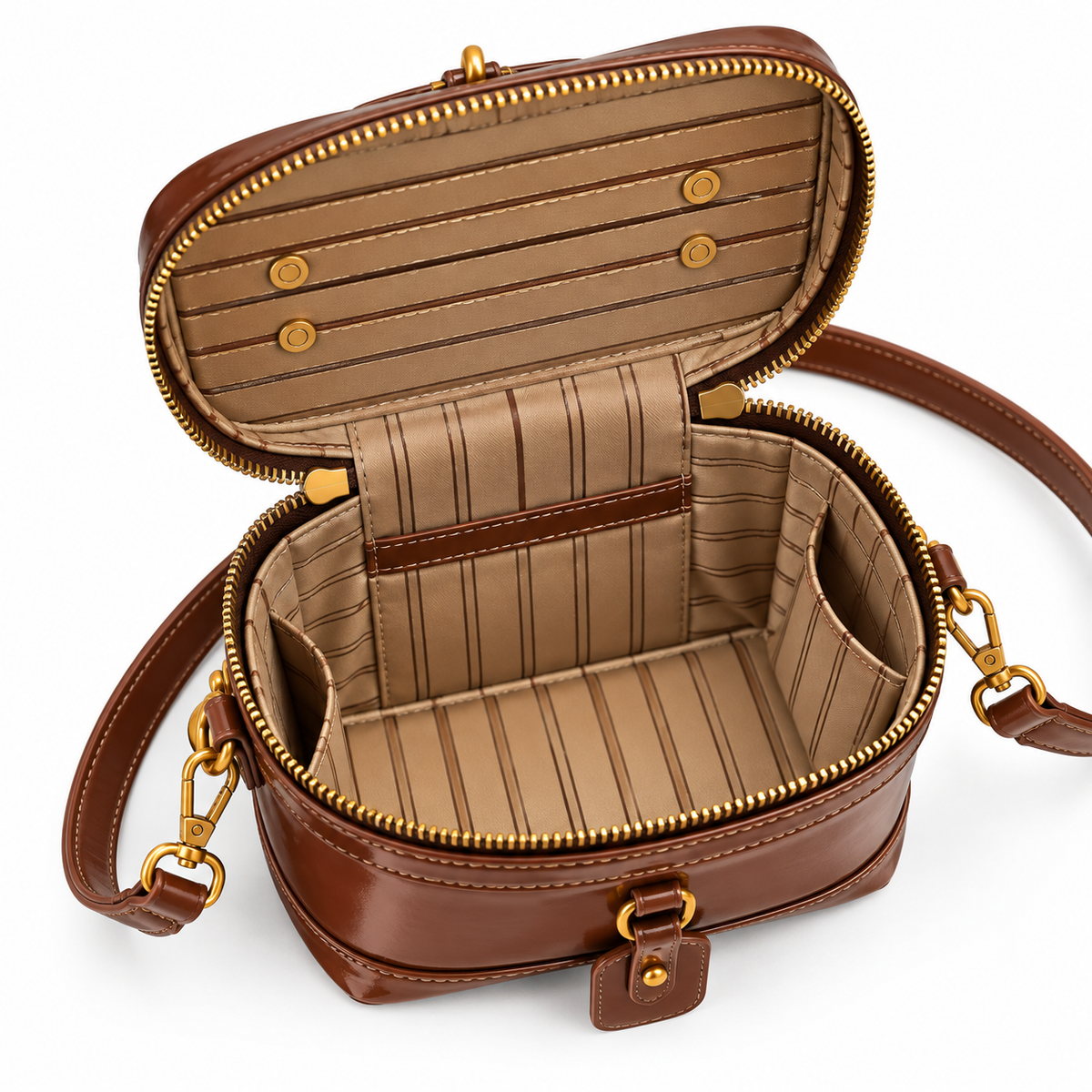 Women's Retro Faux Leather Messenger Bag in Brown, view 2