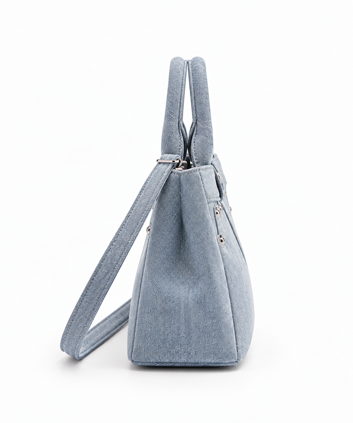 Women's Denim Work Shoulder Bag in Denim Blue, view 2