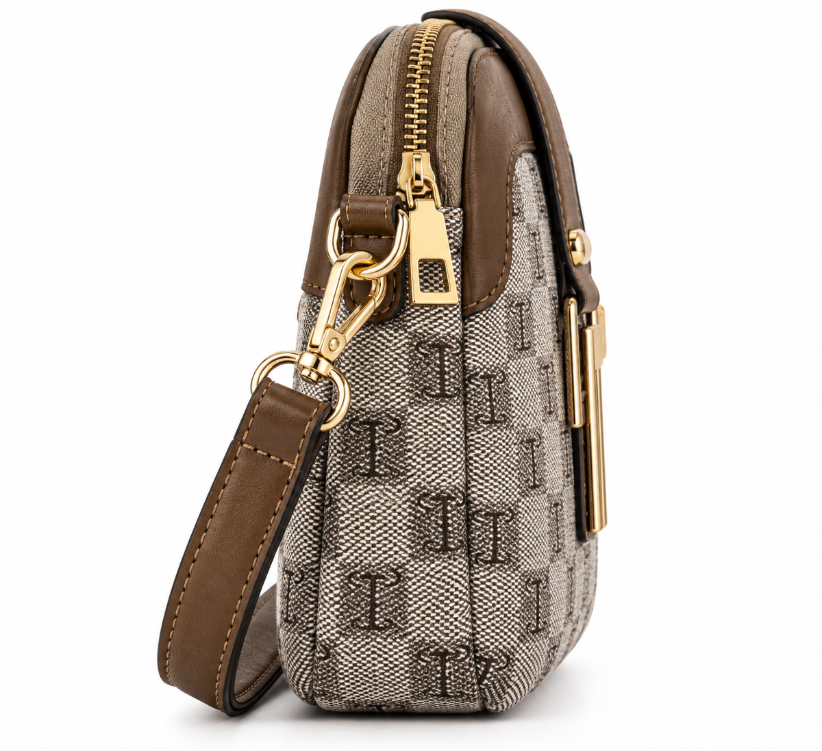 Women's Mini Camera Crossbody Bag with Gold Ring Detail