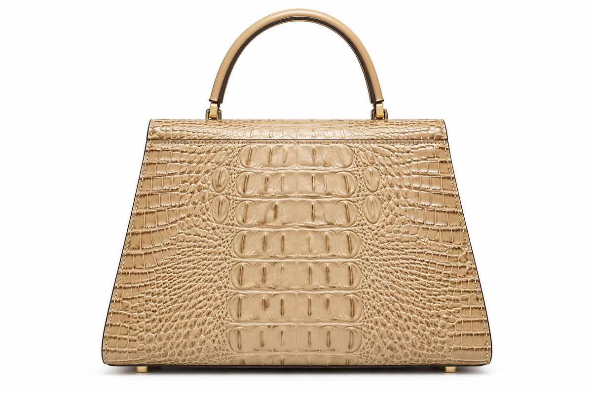 Women's Croc-Embossed Shoulder Bag in Tan, view 2