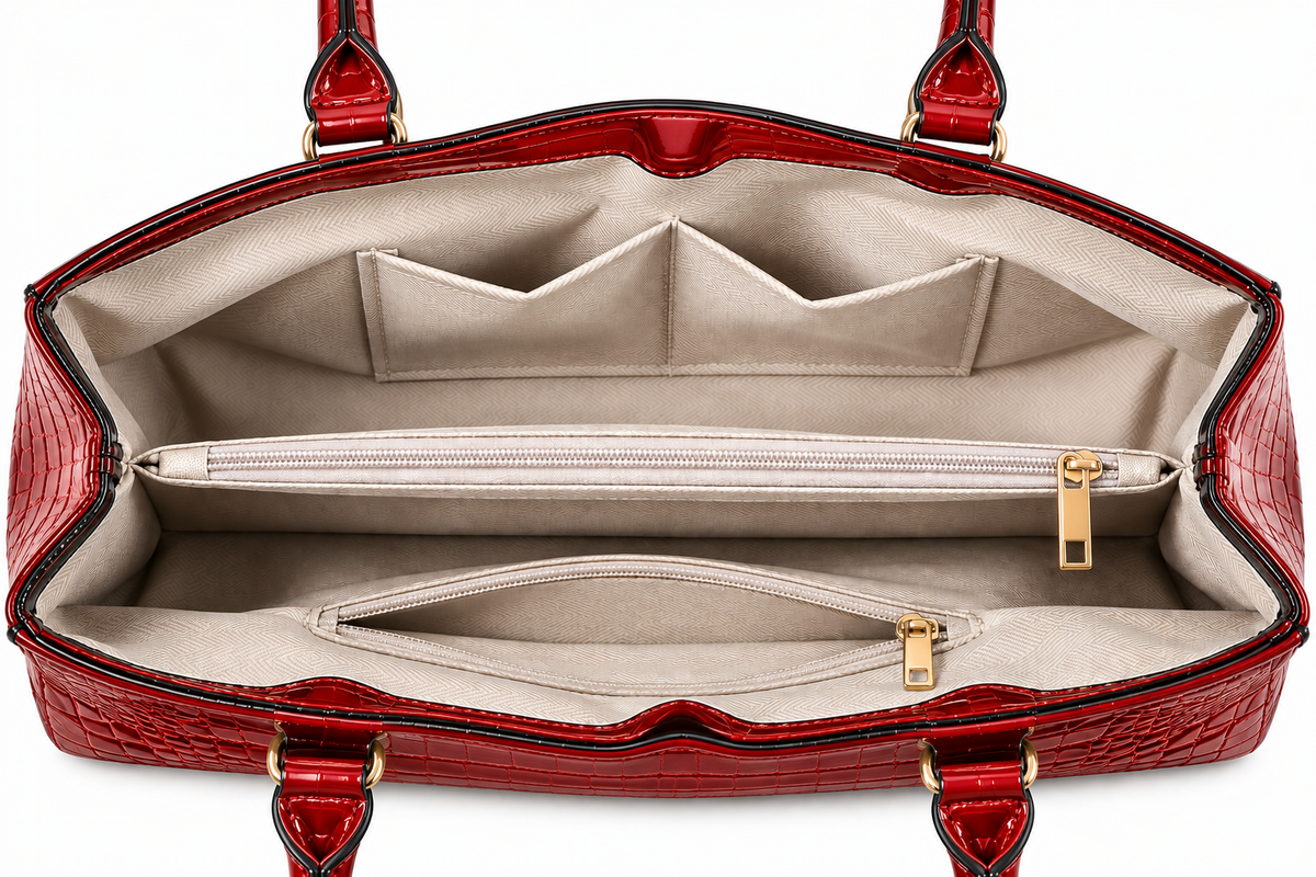 Women's Croc-Embossed Underarm Bag in Red, view 2