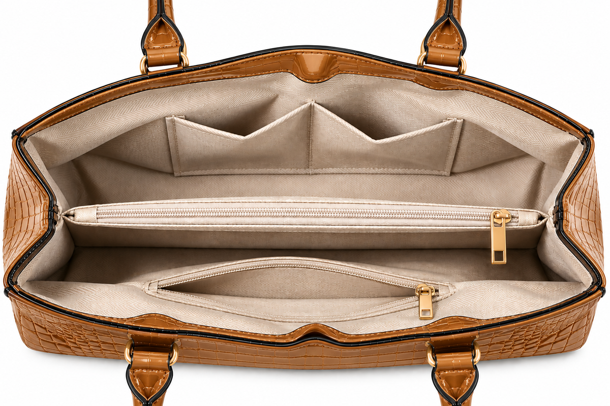 Women's Croc-Embossed Underarm Bag in Khaki, view 2