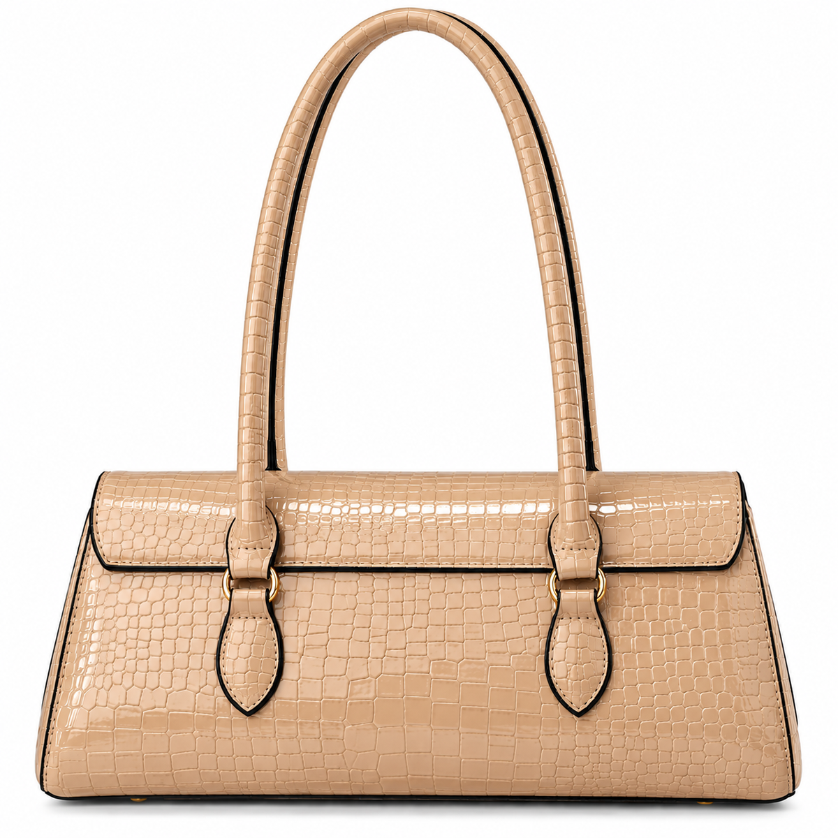 Women's Croc-Embossed Underarm Bag in Khaki, view 3