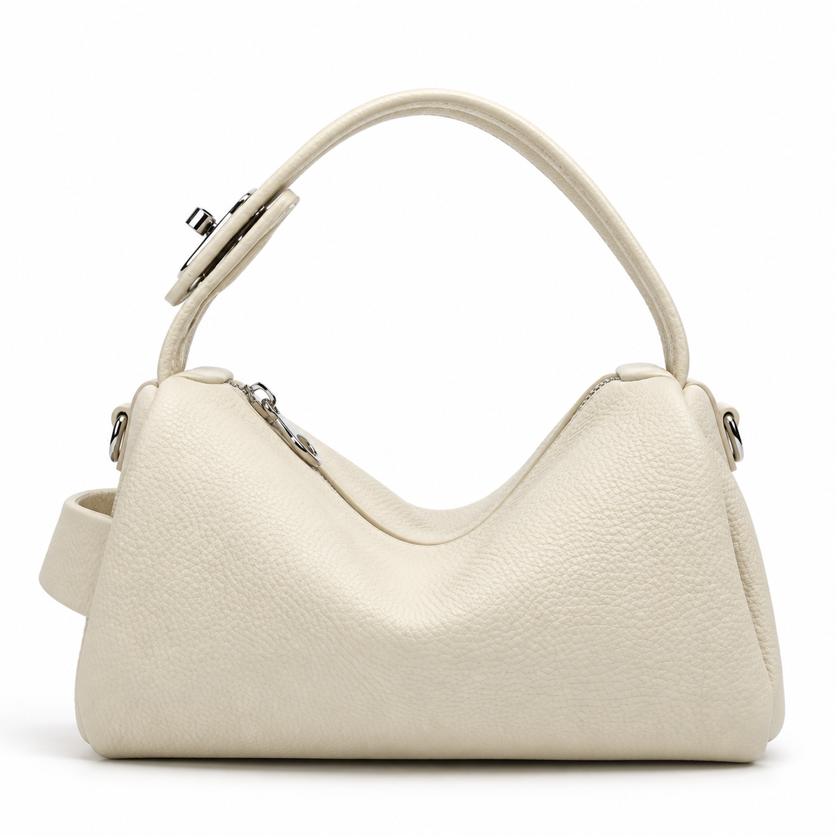 Women's Soft Genuine Leather Crossbody Bag in Beige, view 2
