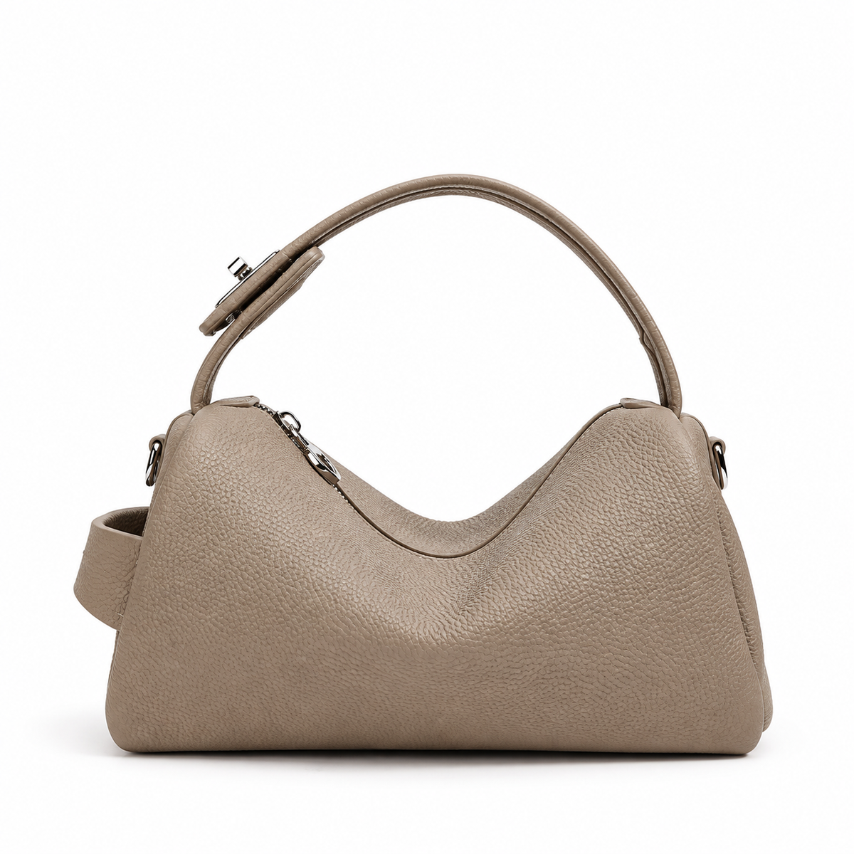 Women's Soft Genuine Leather Crossbody Bag in Taupe, view 2