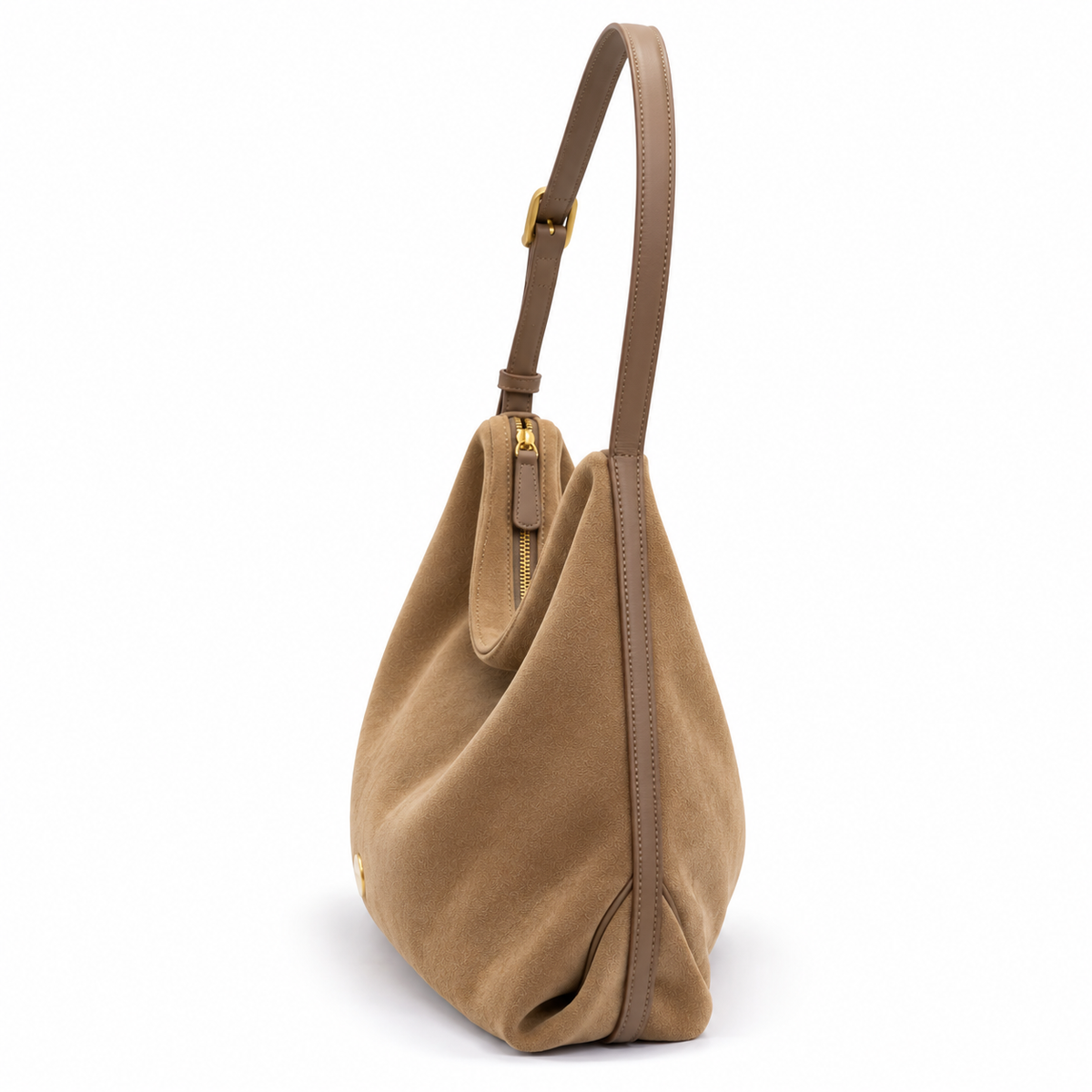 Women's Suede Shoulder Tote Bag in Beige, view 2