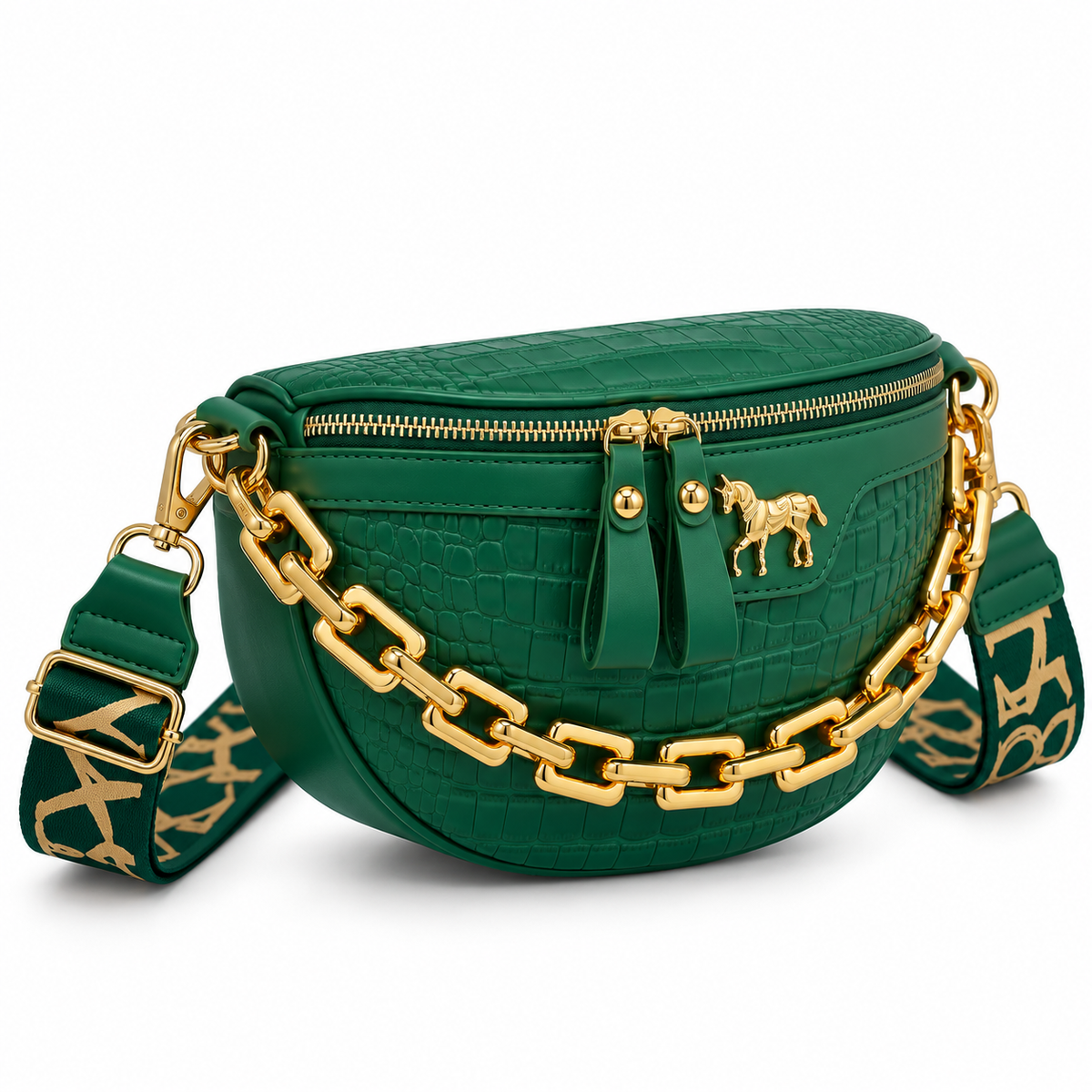 Women's Wide Strap Crossbody Bag in Green, view 2