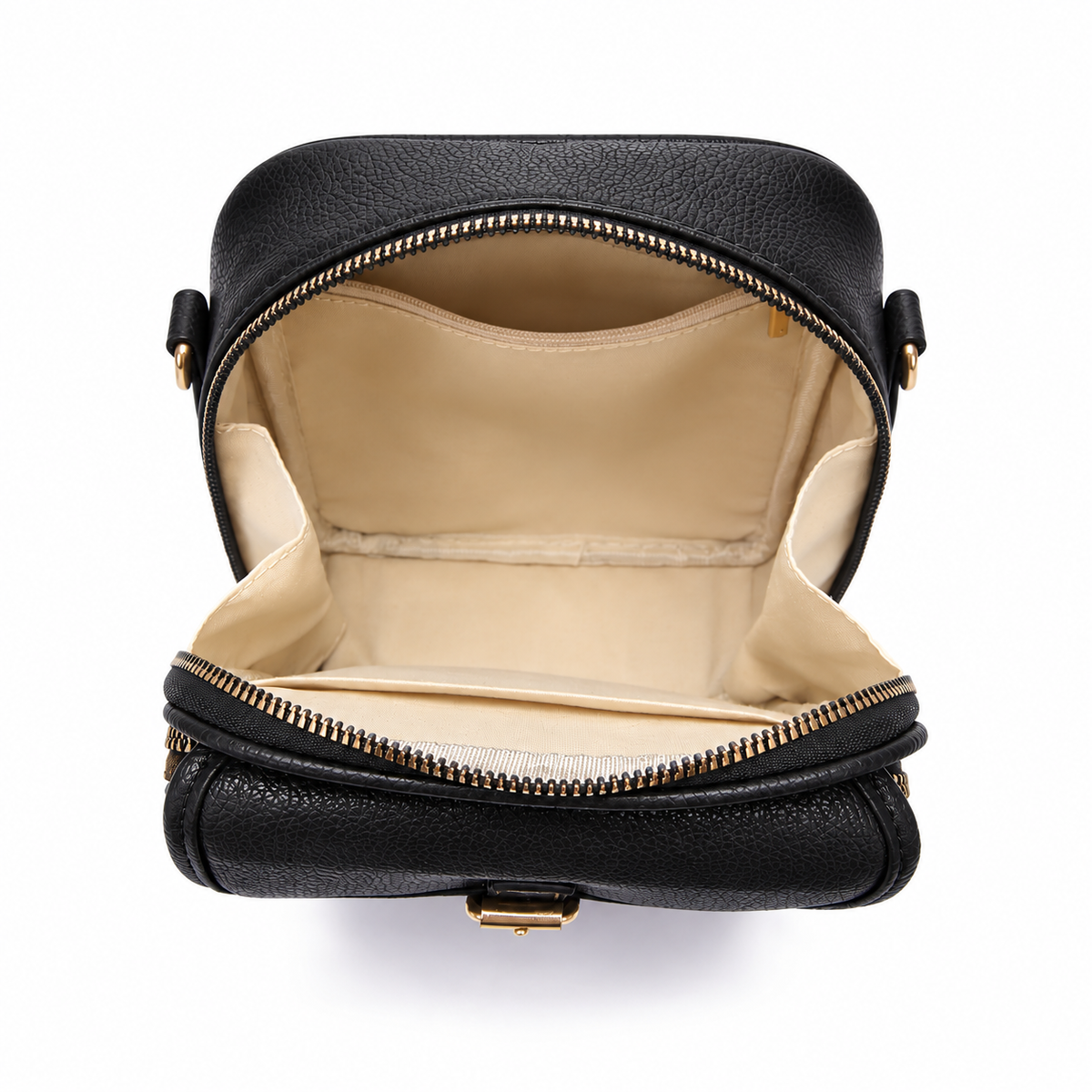 Vintage Faux Leather Travel Backpack in Black, view 3