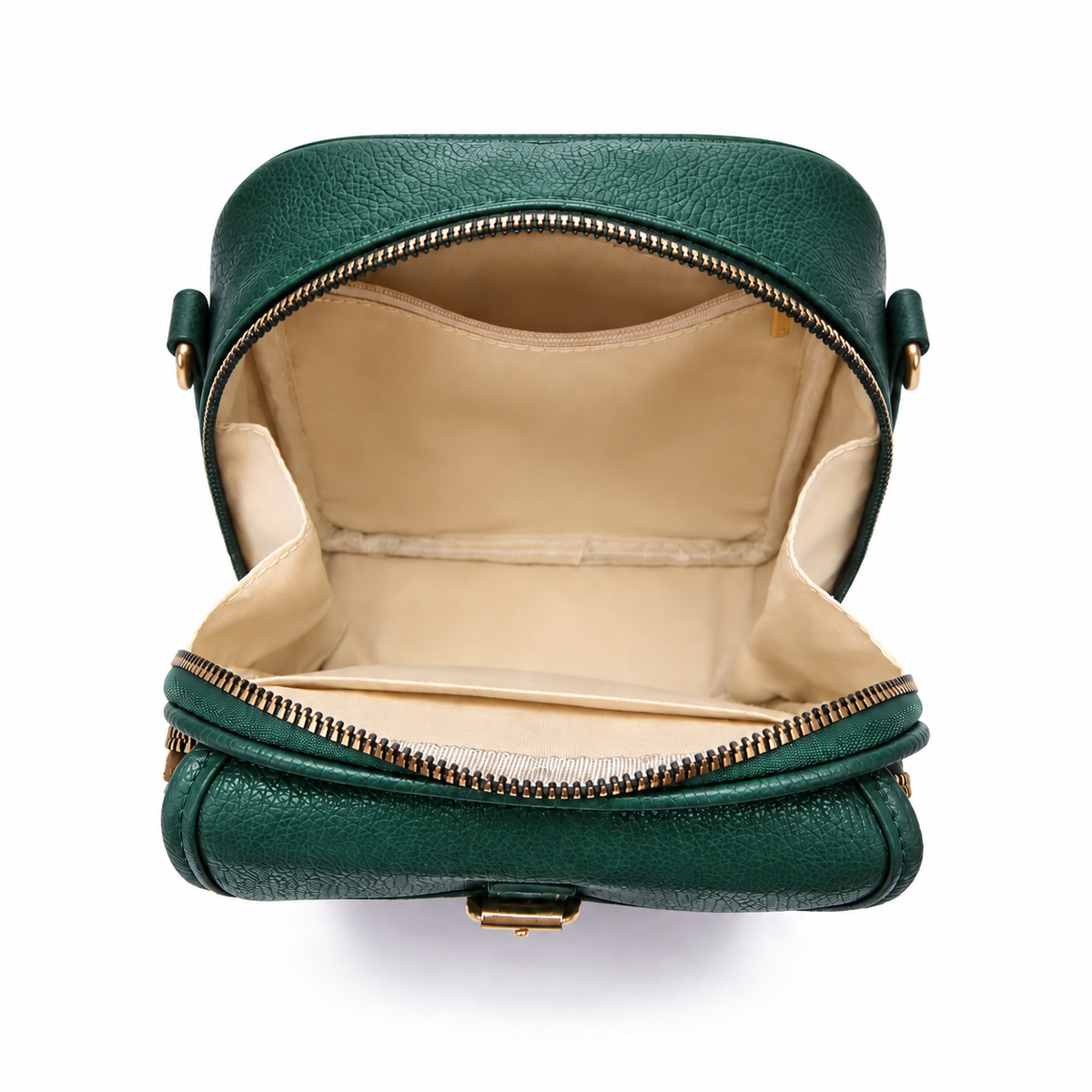 Vintage Faux Leather Travel Backpack in Green, view 3