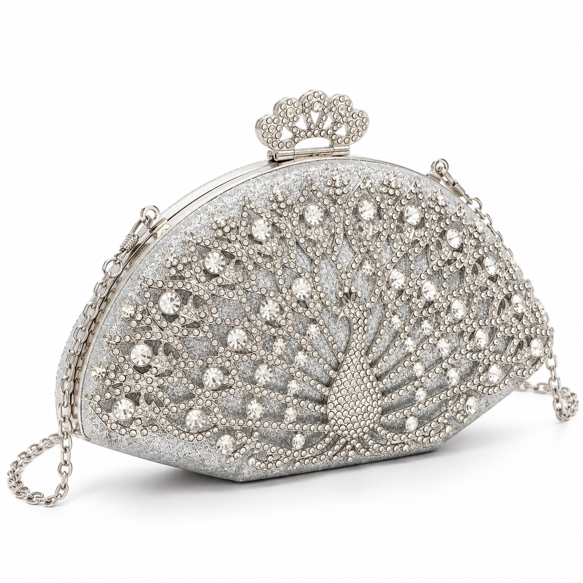 Women's Metallic Evening Clutch in Silver, view 2