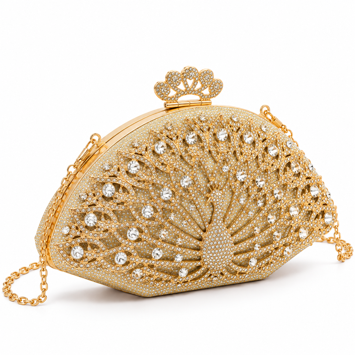 Women's Metallic Evening Clutch in Gold, view 2