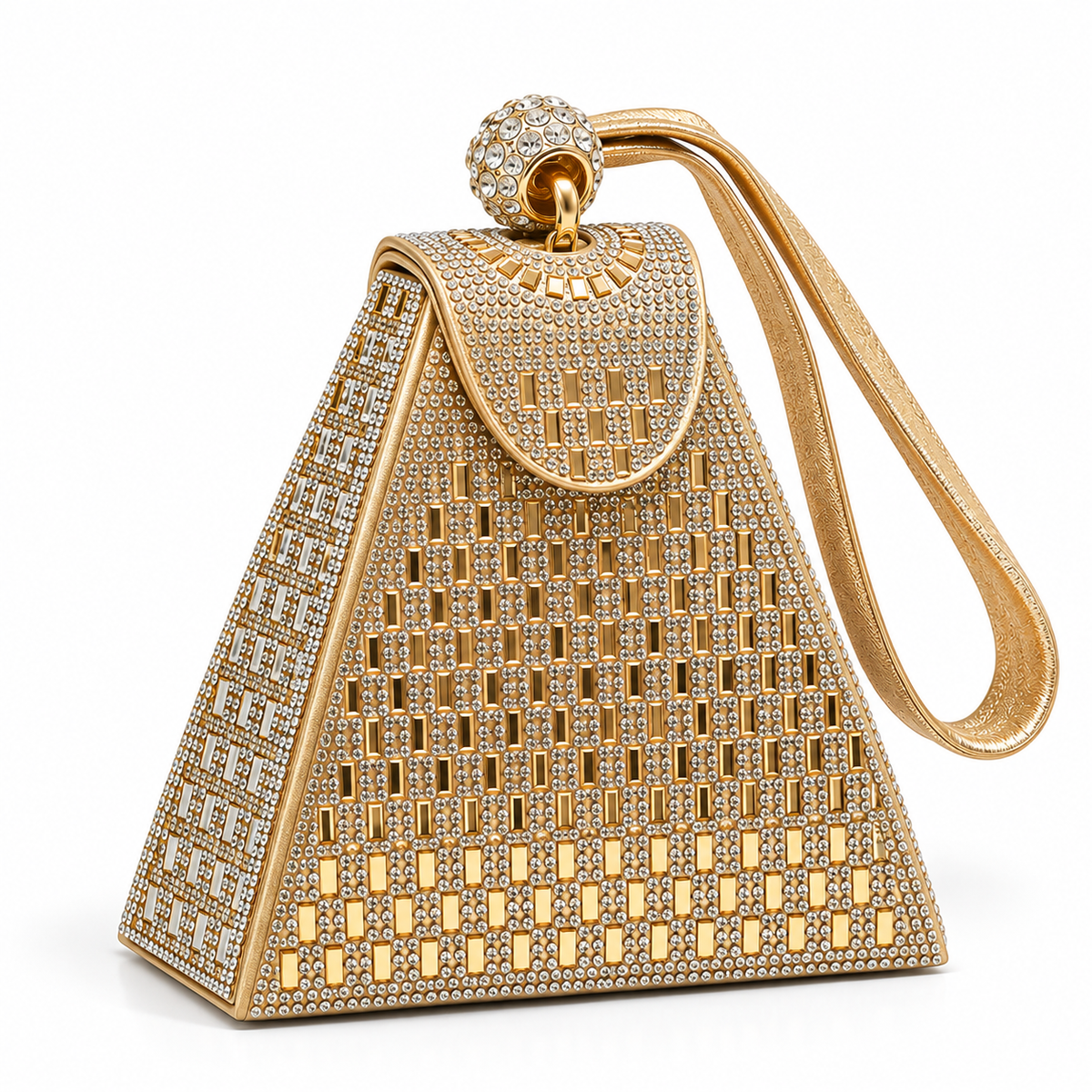 Women's Rhinestone Mini Tote Clutch in Gold, view 2