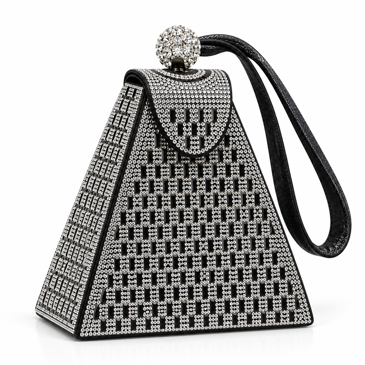 Women's Rhinestone Mini Tote Clutch in Black, view 2