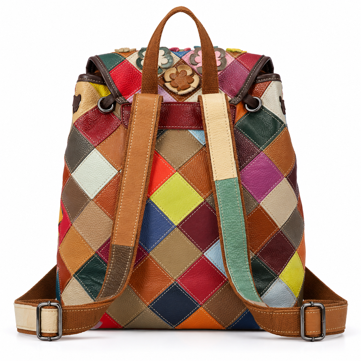 Women's Hand-Stitched Floral Leather Handbag, view 2