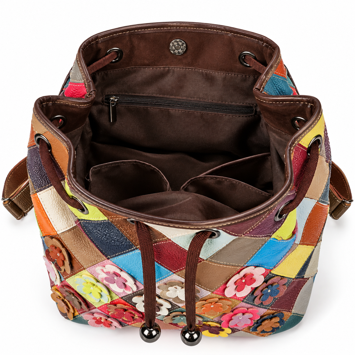 Women's Hand-Stitched Floral Leather Handbag, view 3
