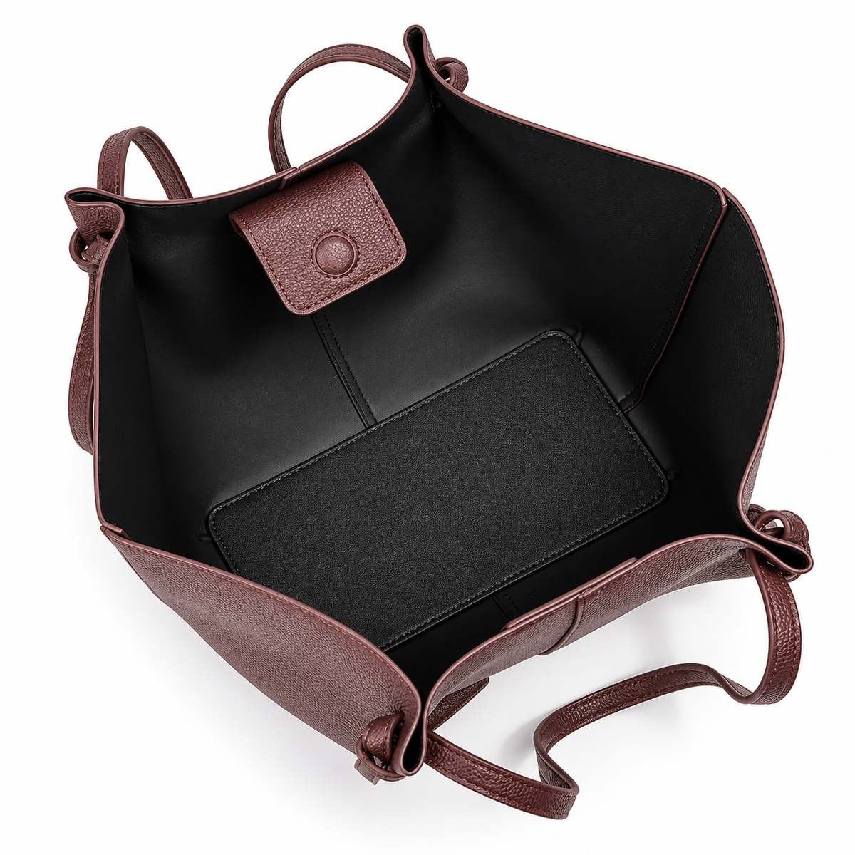Women's Extra Large Faux Leather Tote Bag in Brown, view 2