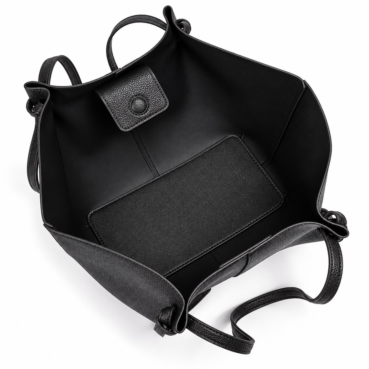 Women's Extra Large Faux Leather Tote Bag in Black, view 2