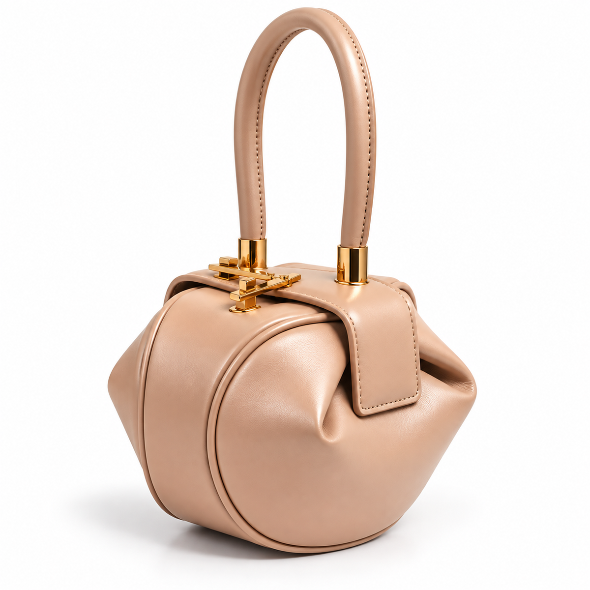 Women's Genuine Leather Clutch Handbag in Apricot, view 2