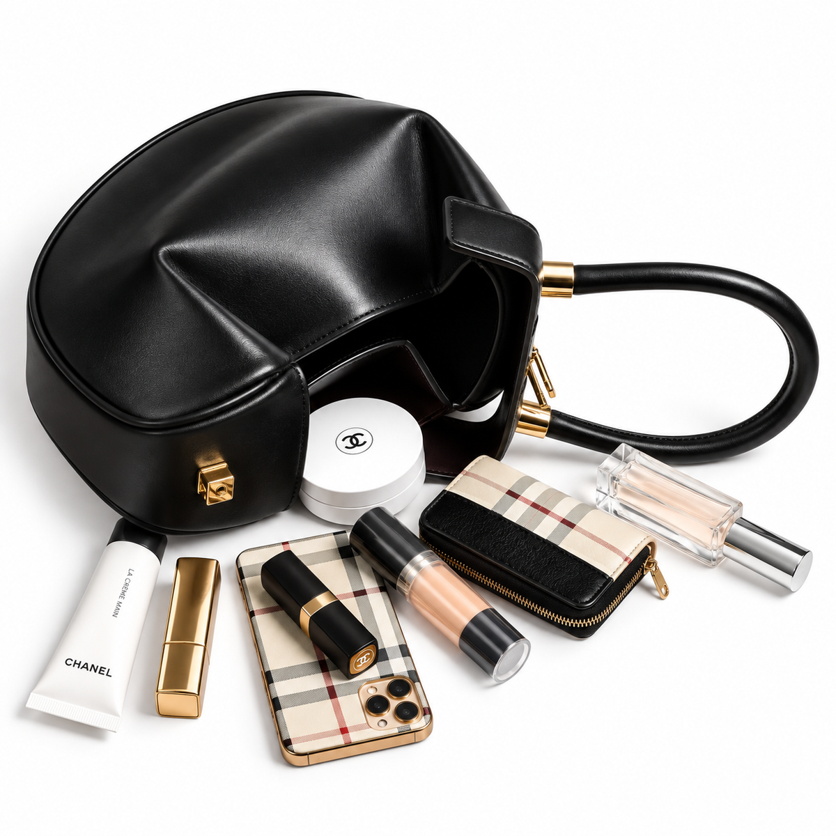 Women's Genuine Leather Clutch Handbag in Black, view 3