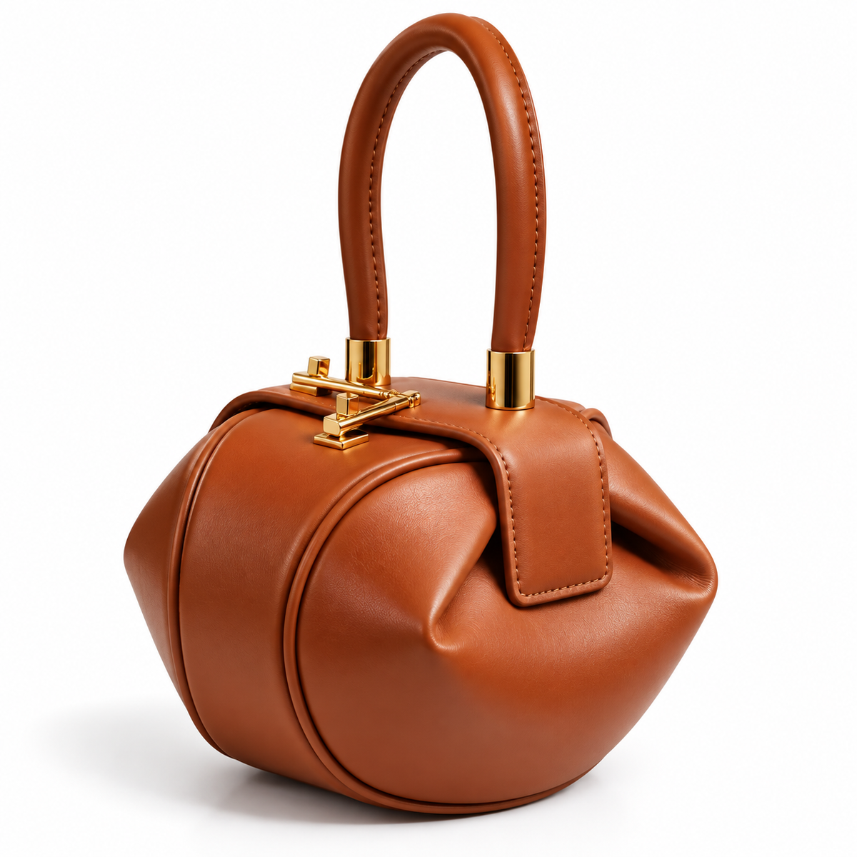 Women's Genuine Leather Clutch Handbag in Caramel, view 2