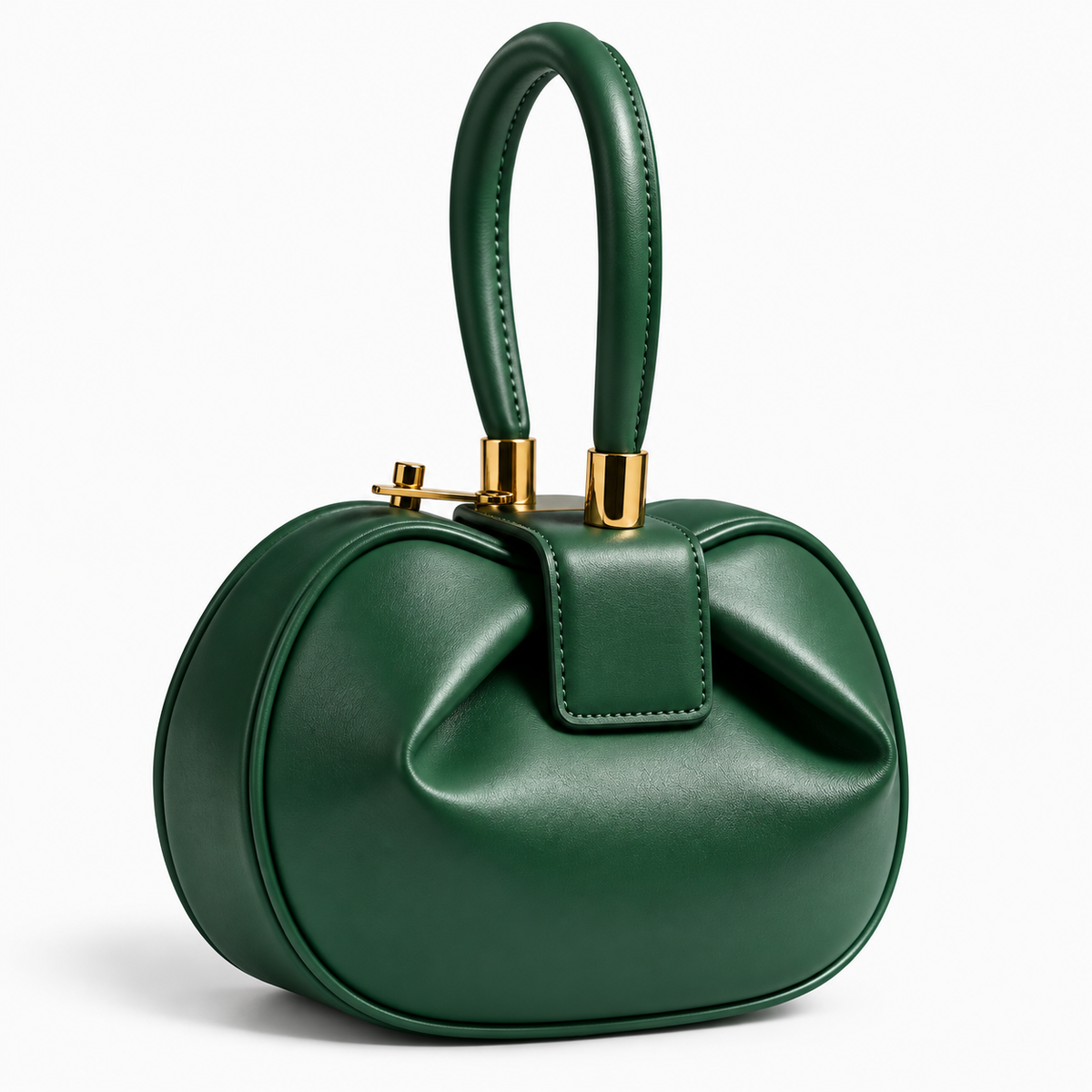 Women's Genuine Leather Clutch Handbag in Dark Green, view 2