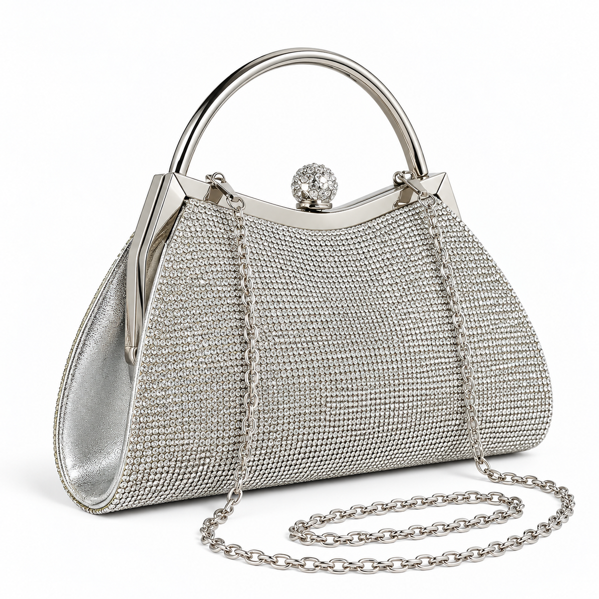 Women's Studded Evening Clutch in Silver, view 2