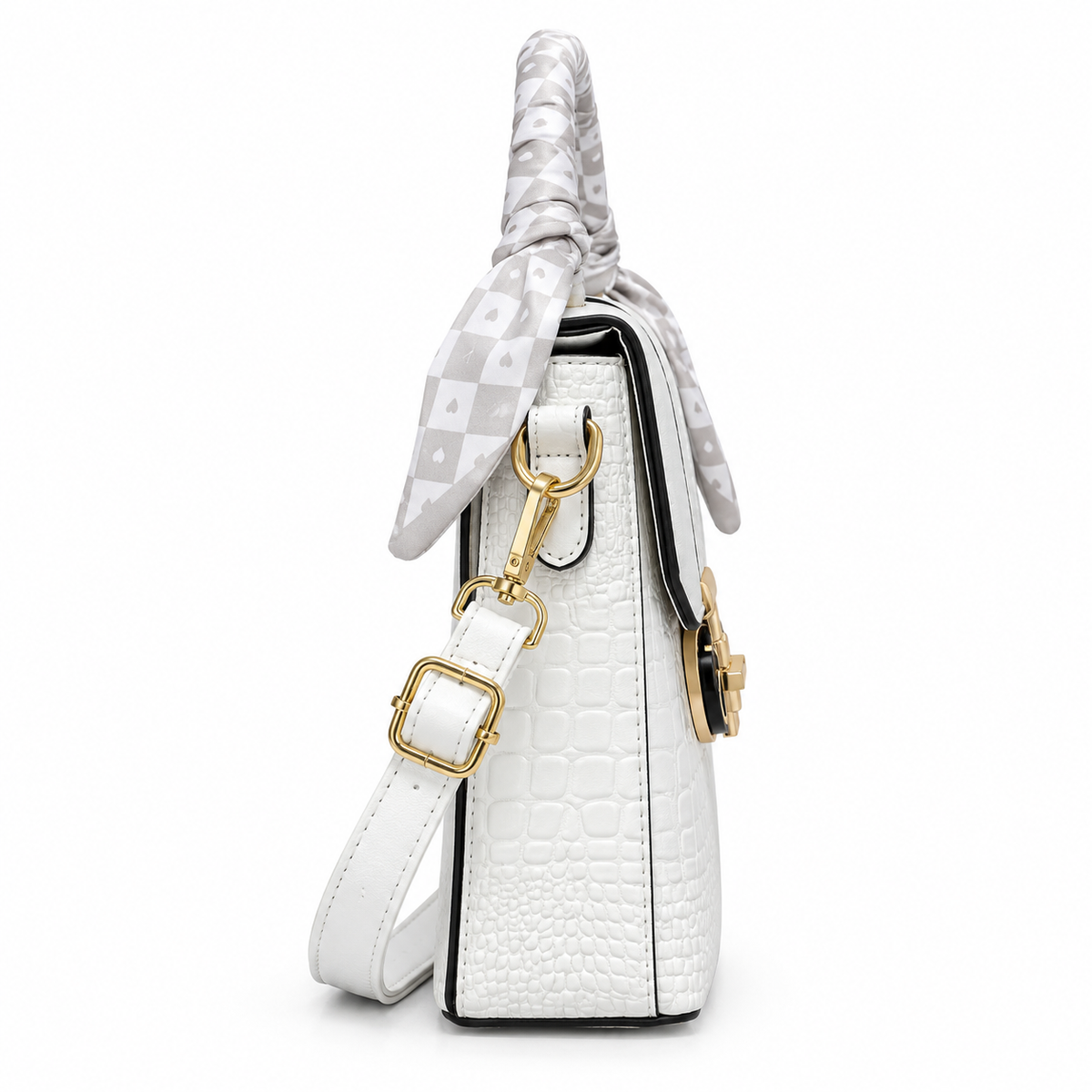 White mini box bag, side view