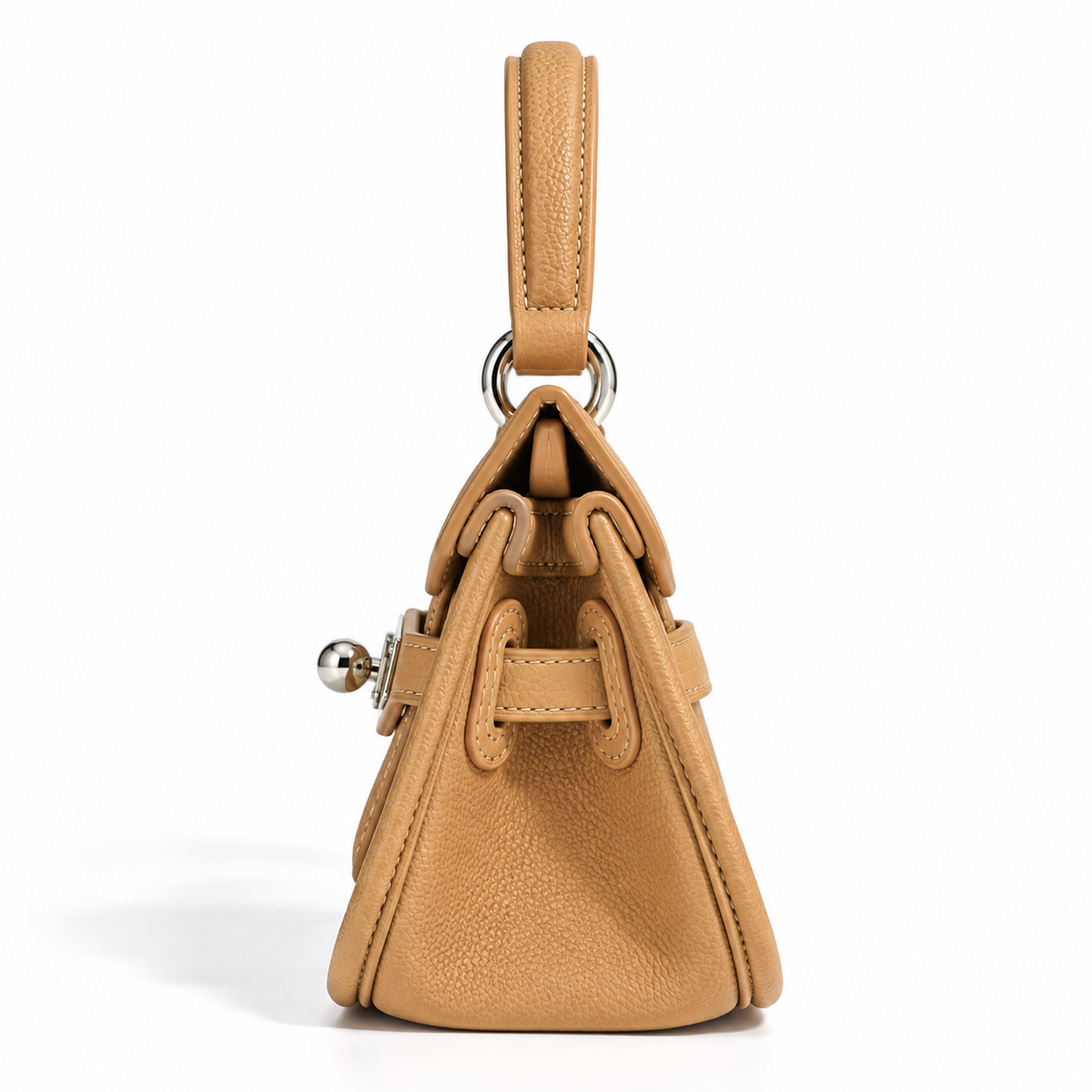 Women's Leather Underarm Crossbody Bag in Almond, view 3