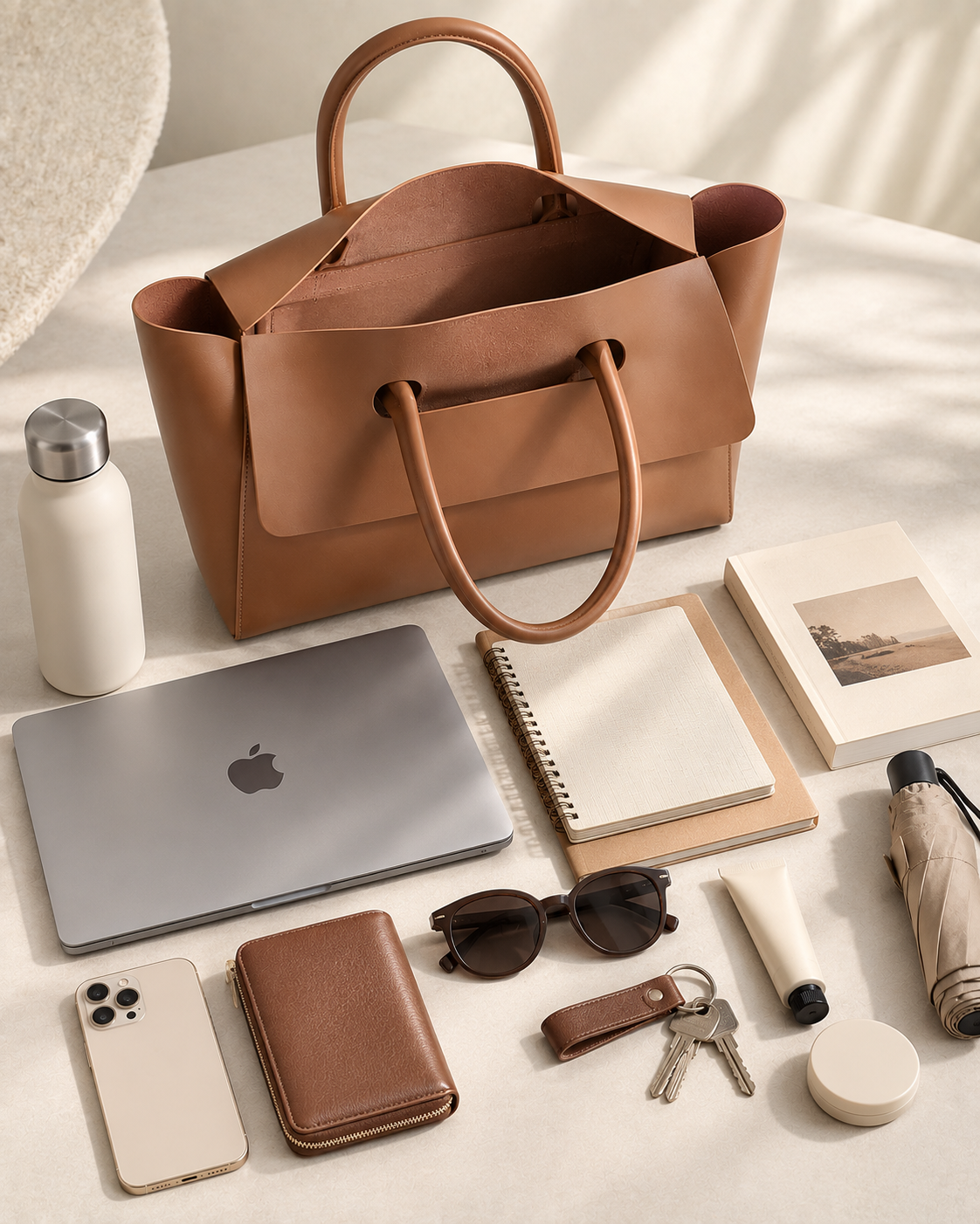 Pevell Structured Vegan Leather Tote, view 10