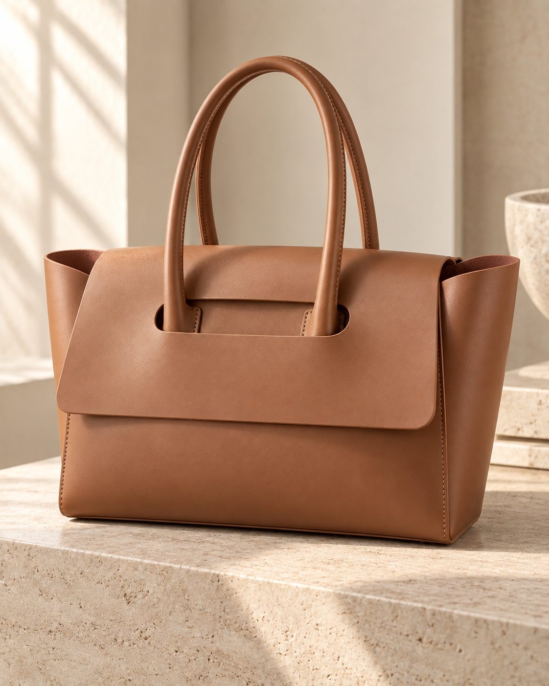 Pevell Structured Vegan Leather Tote, view 12