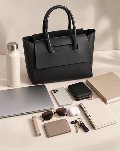 Pevell Structured Vegan Leather Tote, view 14