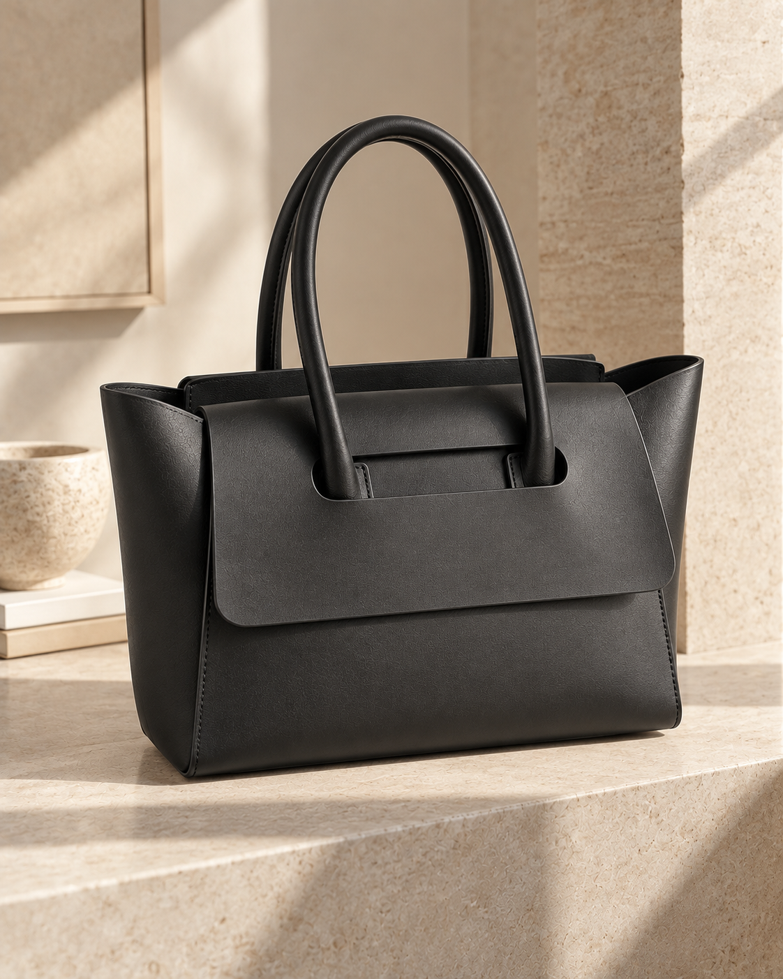 Pevell Structured Vegan Leather Tote, view 15