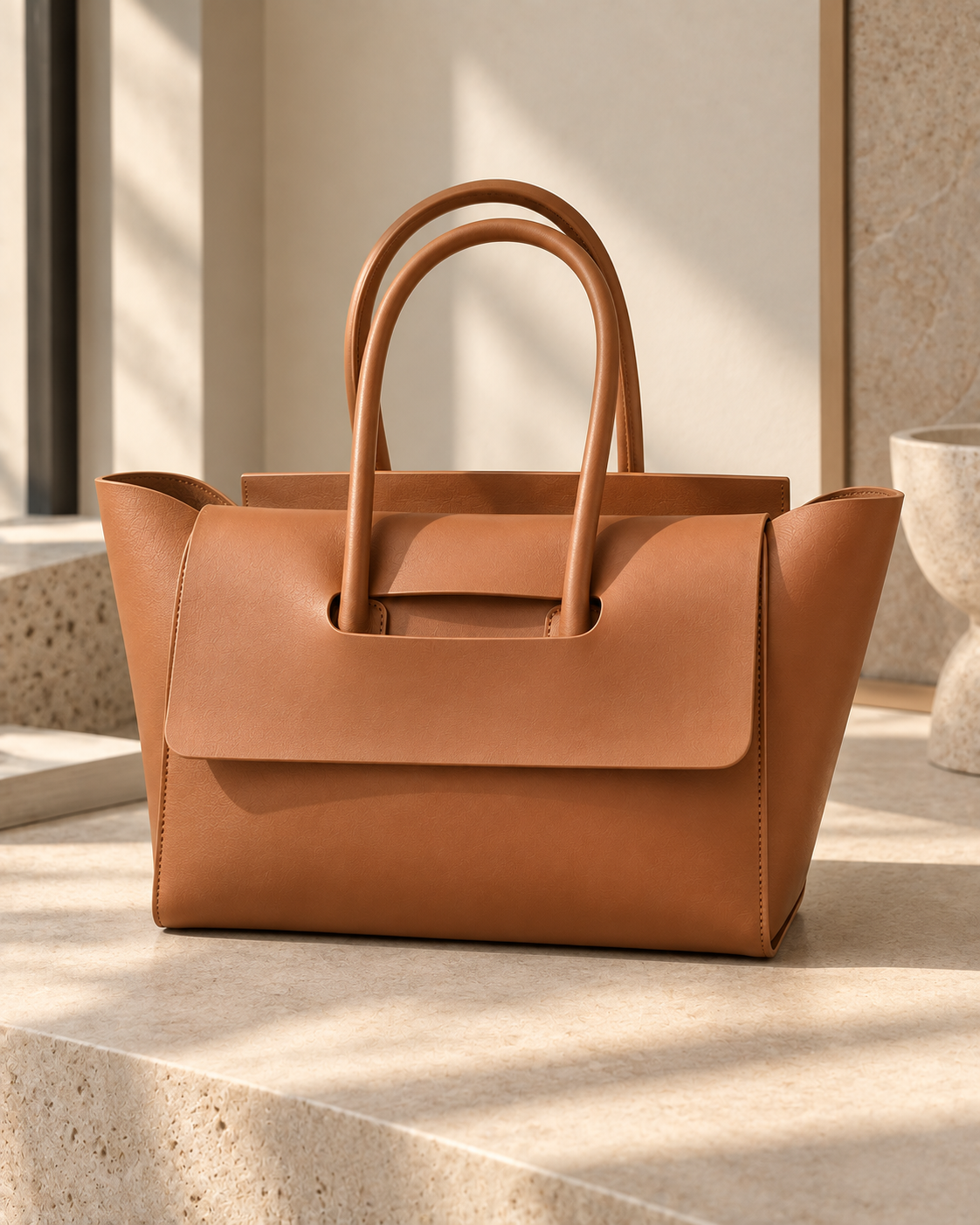 Pevell Structured Vegan Leather Tote, view 25