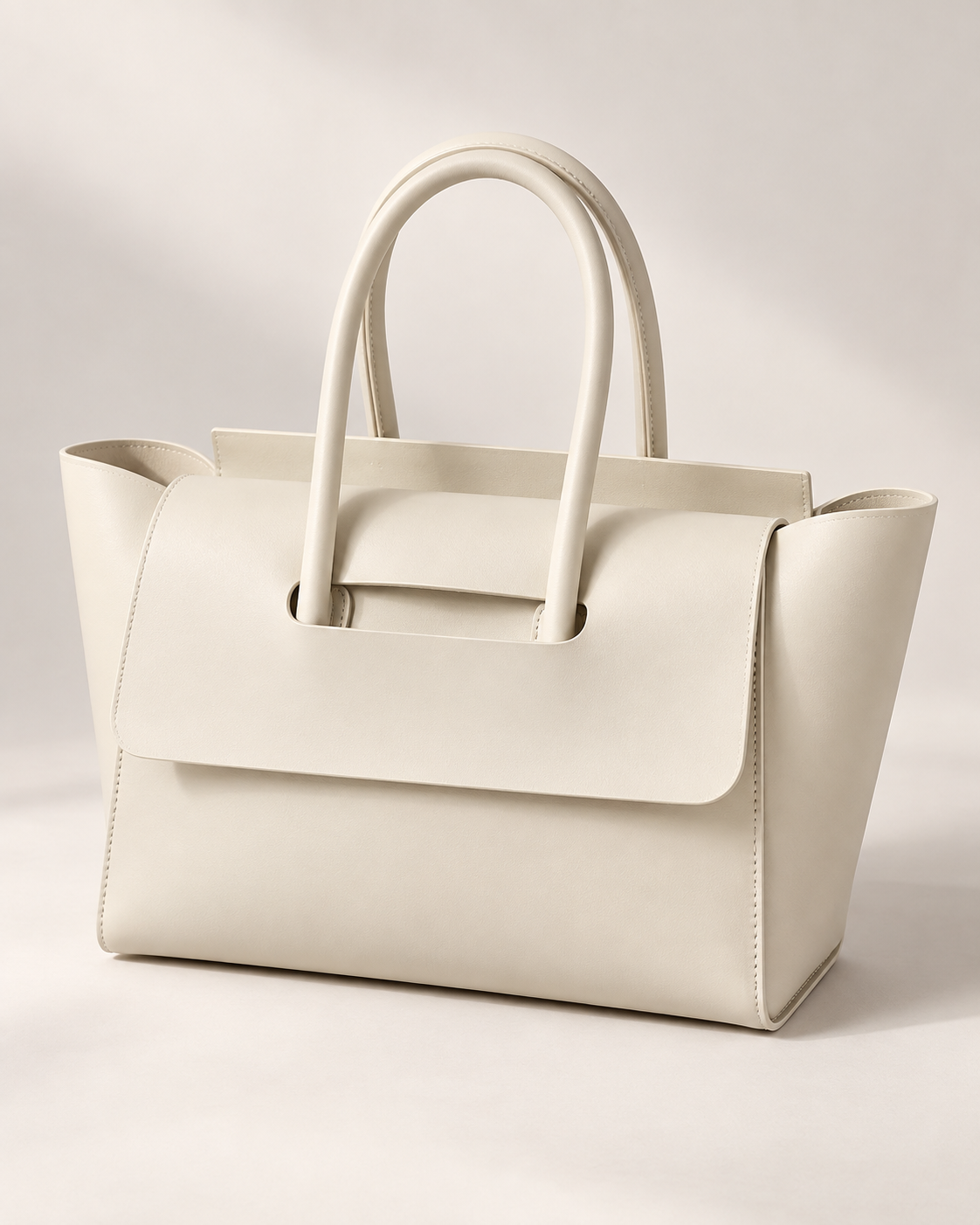 Pevell Structured Vegan Leather Tote in White