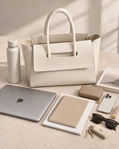 Pevell Structured Vegan Leather Tote, view 27