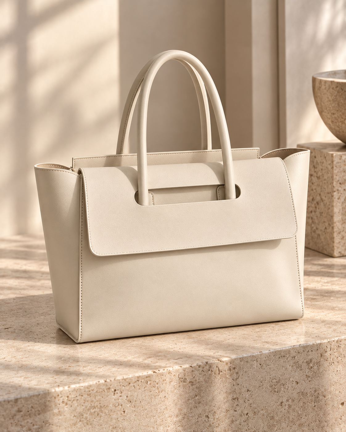 Pevell Structured Vegan Leather Tote, view 28